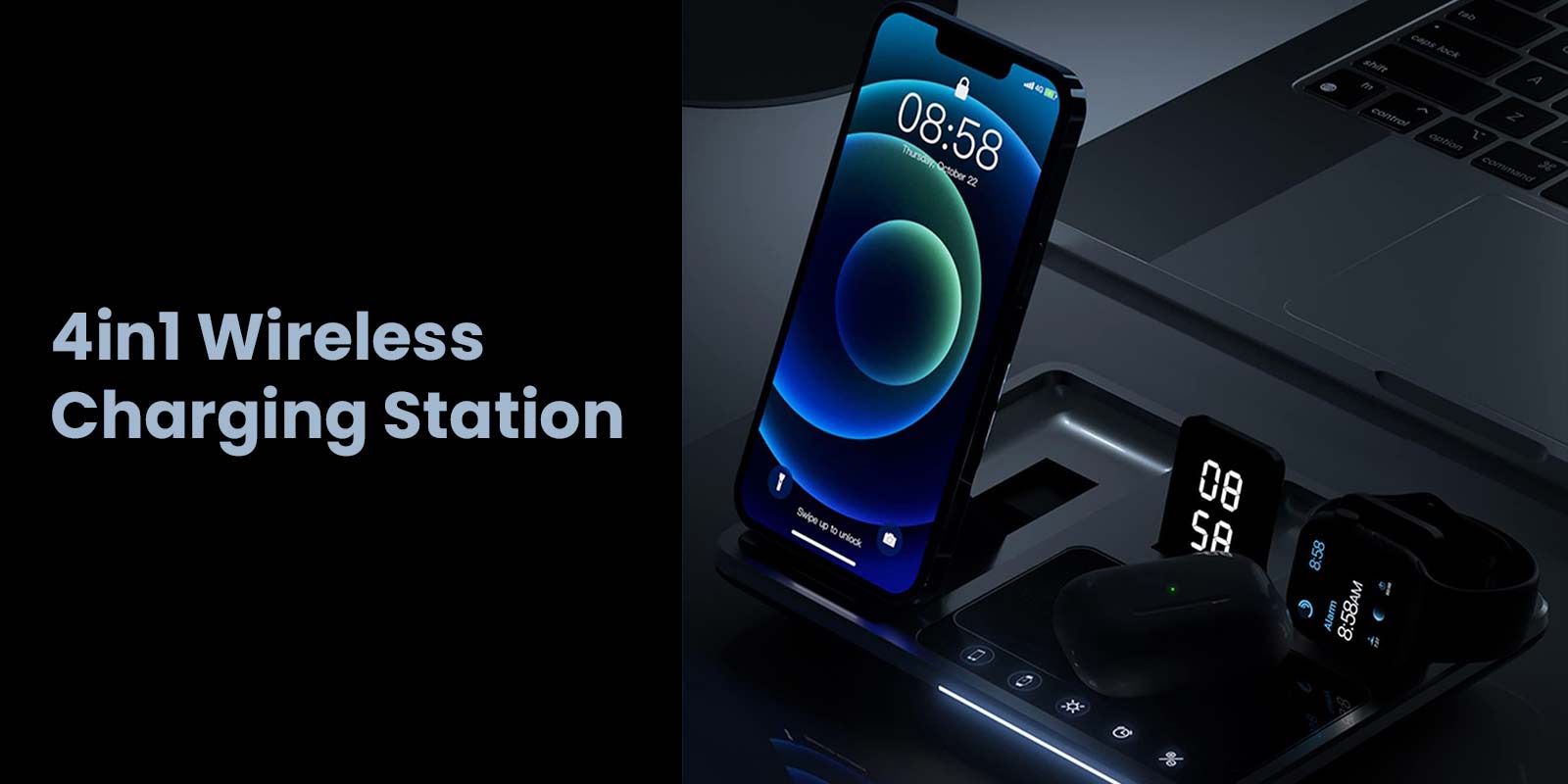 شارژر وایرلس گرین لاین مدل 4in1 Wireless Charging Station