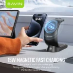 استند و شارژر وایرلس چند کاره مگنتی باوین مدل Bavin PC1071 توان ۱۵ وات3