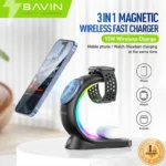استند و شارژر وایرلس چند کاره مگنتی باوین مدل Bavin PC1071 توان ۱۵ وات4