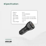 شارژر فندکی گرین لاین dual port 50W3