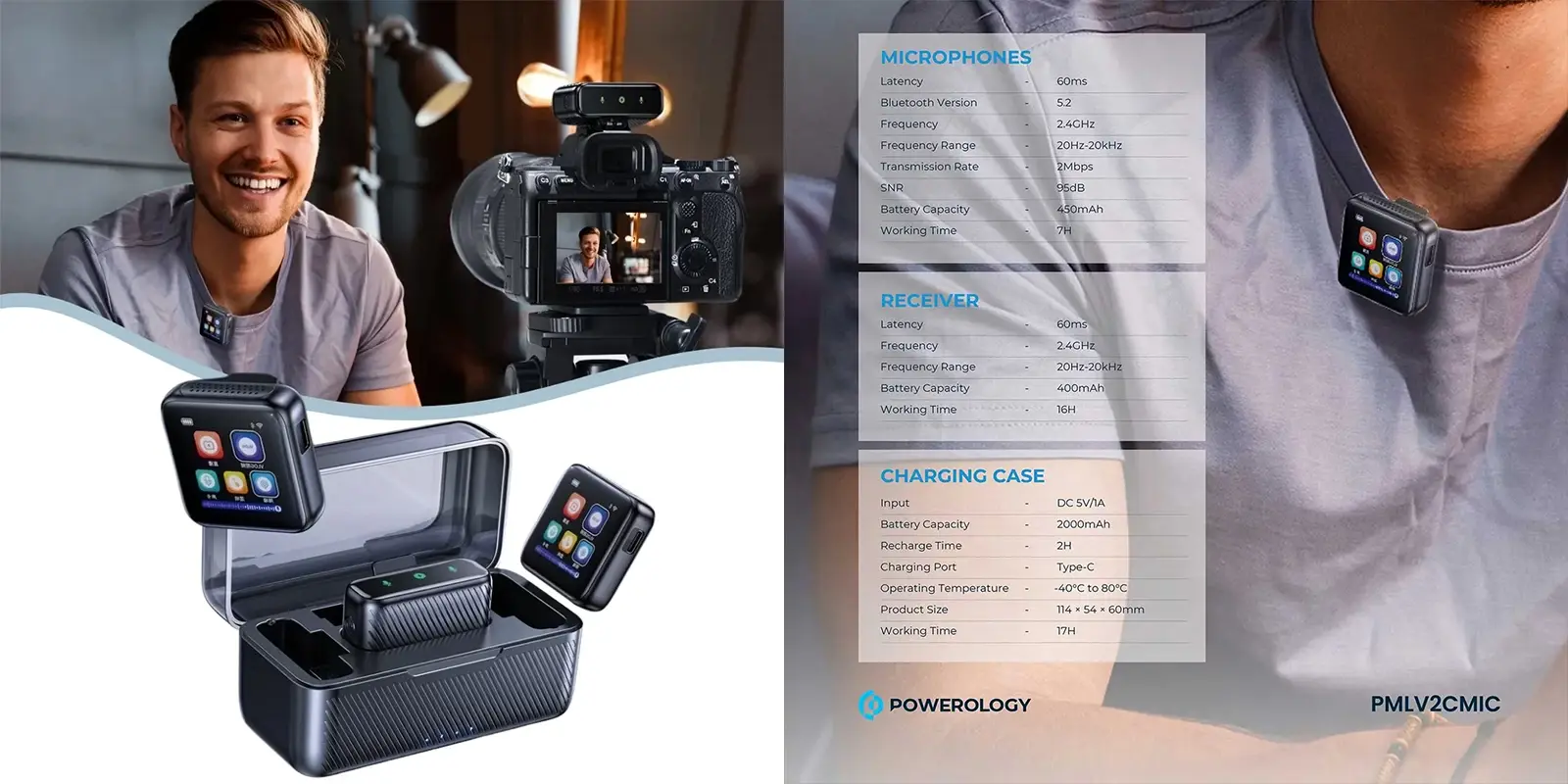 میکروفون بی سیم پاورولوژی Powerology Dual Microphone Professional Set PMLV2CMIC
