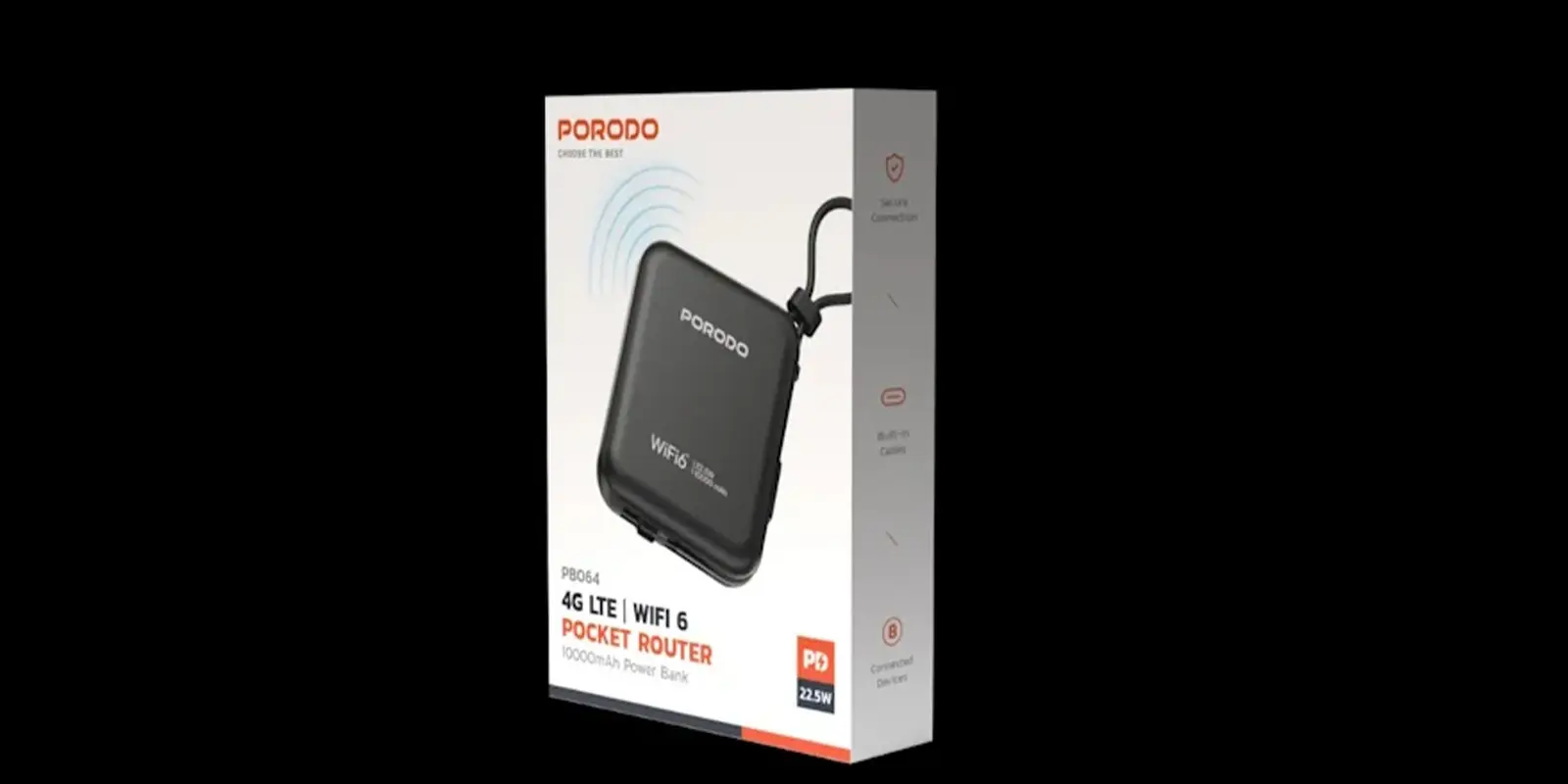 پاوربانک و مودم جیبی پرودو PBFCH064 4G LTE WiFi 6